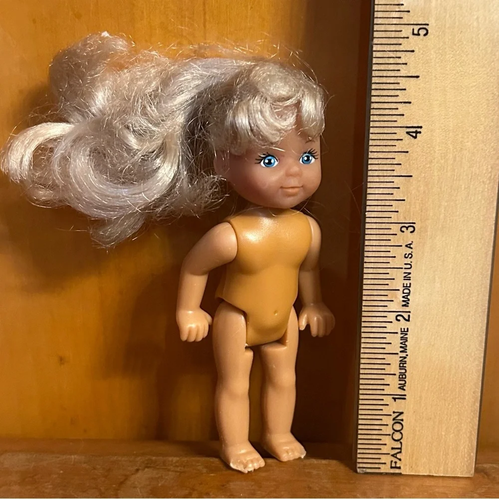 Girl Doll made by Simba 4.5” Long Blonde Hair Ponytail No clothes accessories.